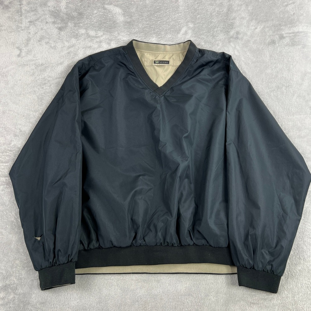 Wedge Reversible V-Neck Windshirt 2XL Black Tan Men Golf Pullover Jacket